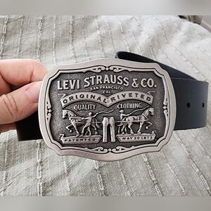 Levi's Black Leather Belt with Silver Accents